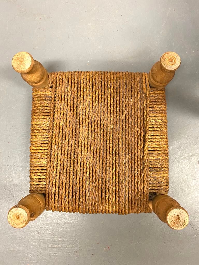 Wood and rope armchair and footrest