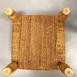 Wood and rope armchair and footrest