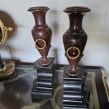 Antique Vases In Griotte Marble And Black Marble, Grand Tour, 19th Century