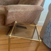 Authentic Hollywood Regency Side Table — Patinated Brass and Glass