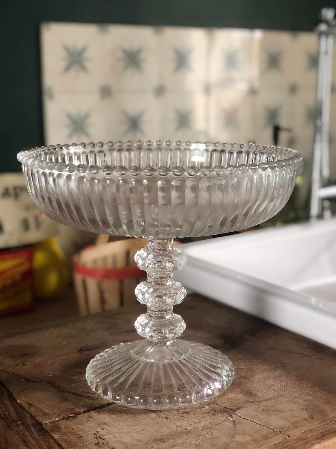 Vintage molded glass stand cup