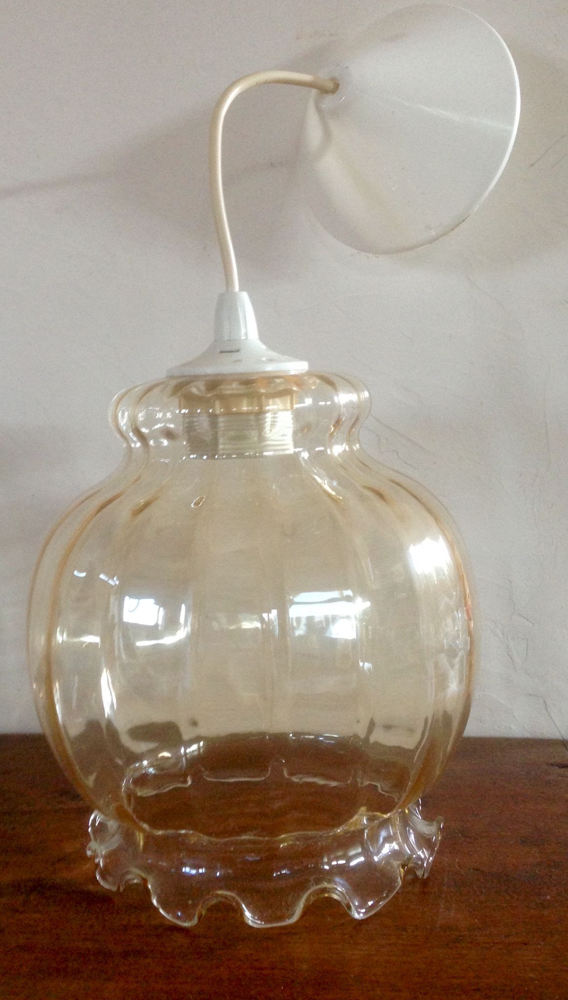 Suspension plafonnier en verre vintage