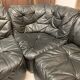 Vintage Black Leather Sofa Design Circa 1980