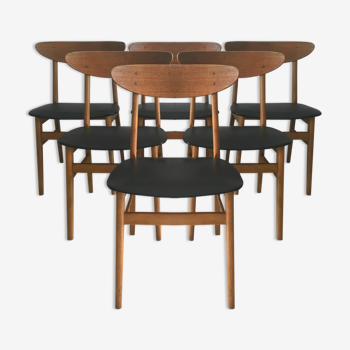 6 chaises Farstrup scandinave années 60