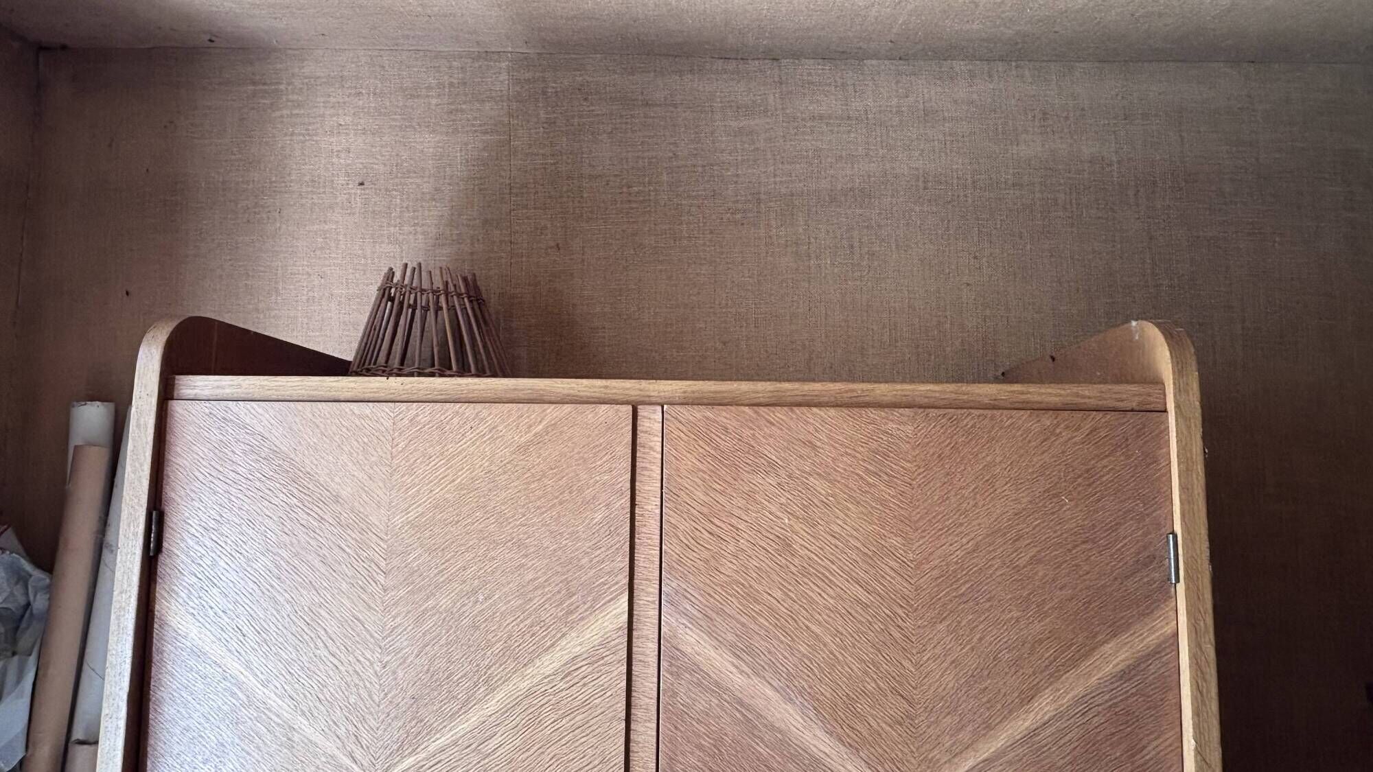 Art Deco oak wardrobe with chevron decoration