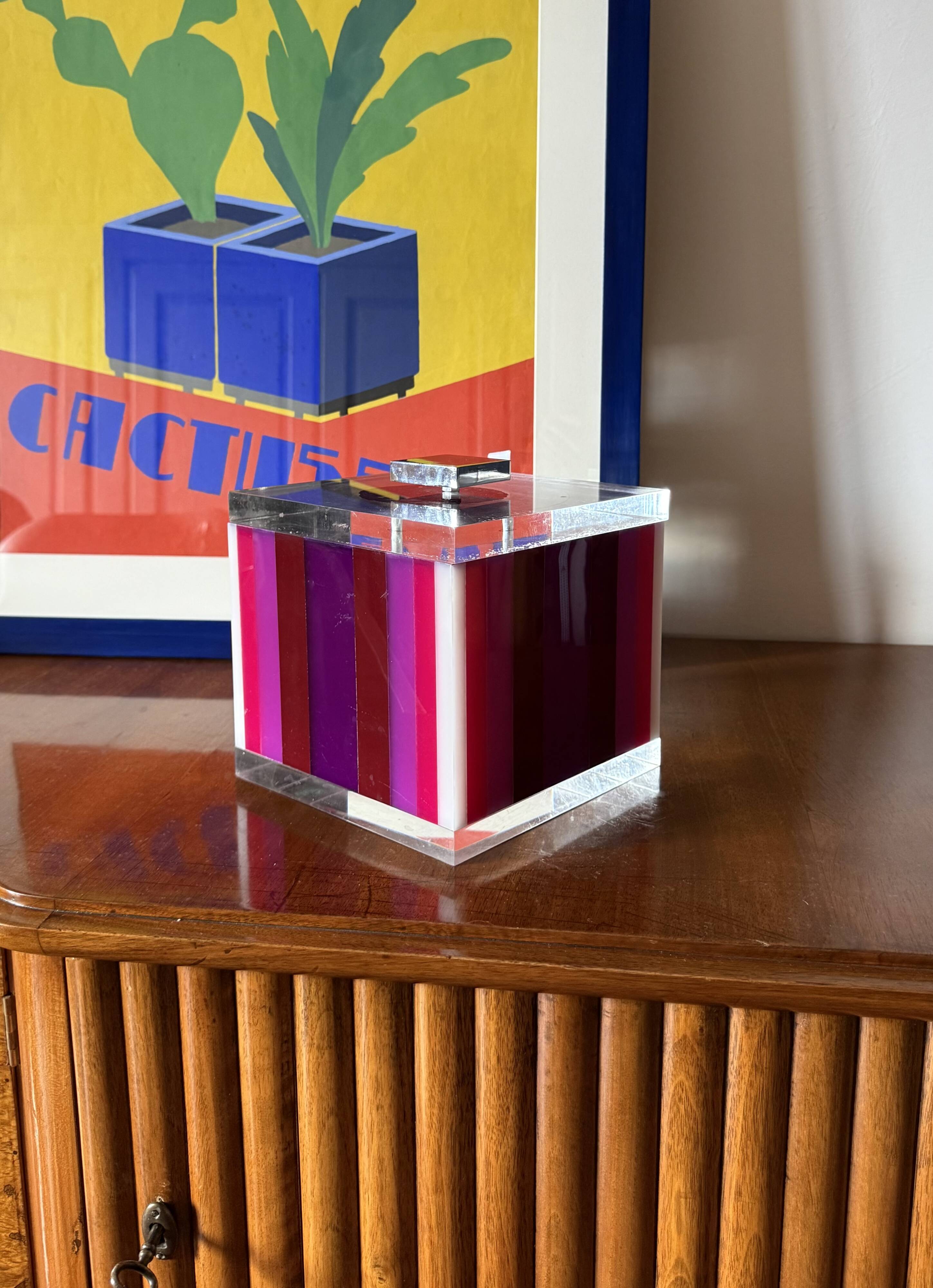 Seau à glace rose postmoderne, Italie, vers 1980