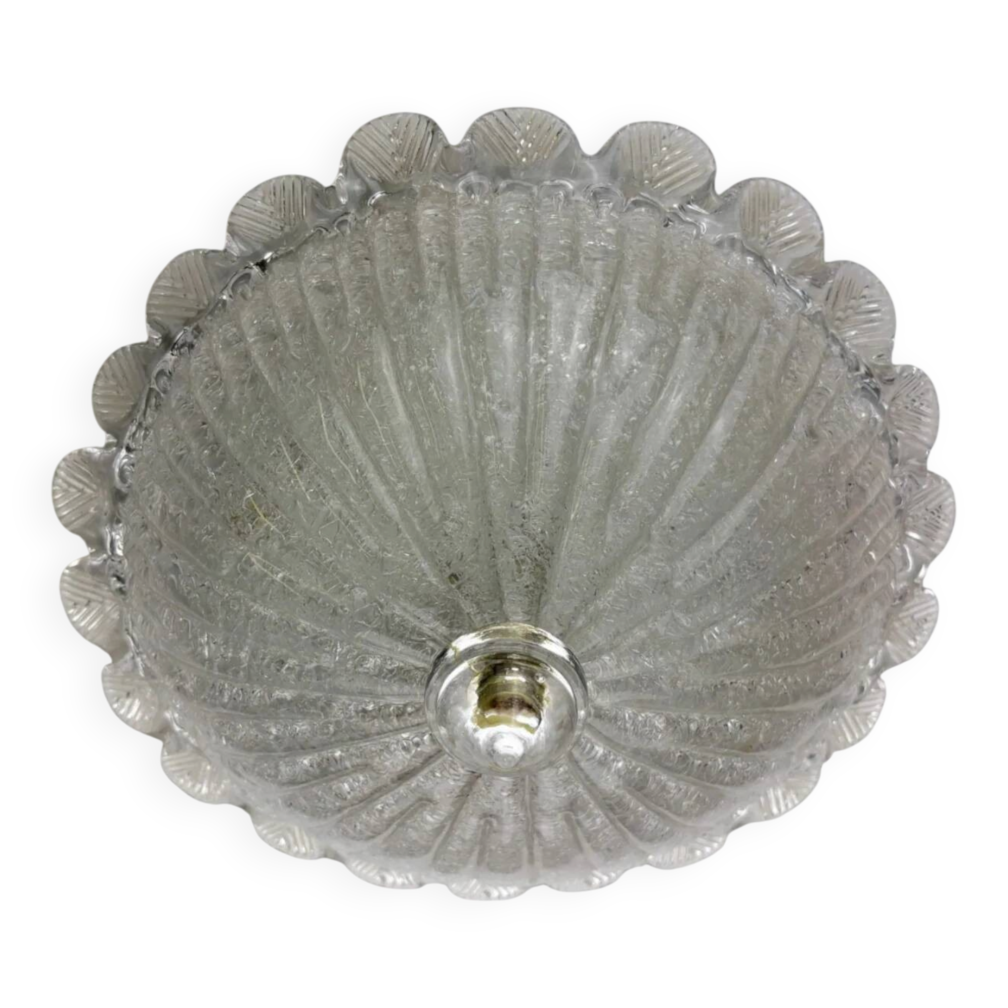 Murano glass scalloped flushmount ceiling light, Italy 1960s