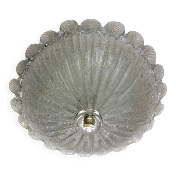 Murano glass scalloped flushmount ceiling light, Italy 1960s