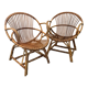 Pair of rattan shell armchairs 60s
