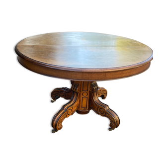 Old oak table with oval central foot