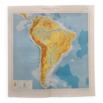 a geography map from Atlas Quillet year 1925 map: Physical South America