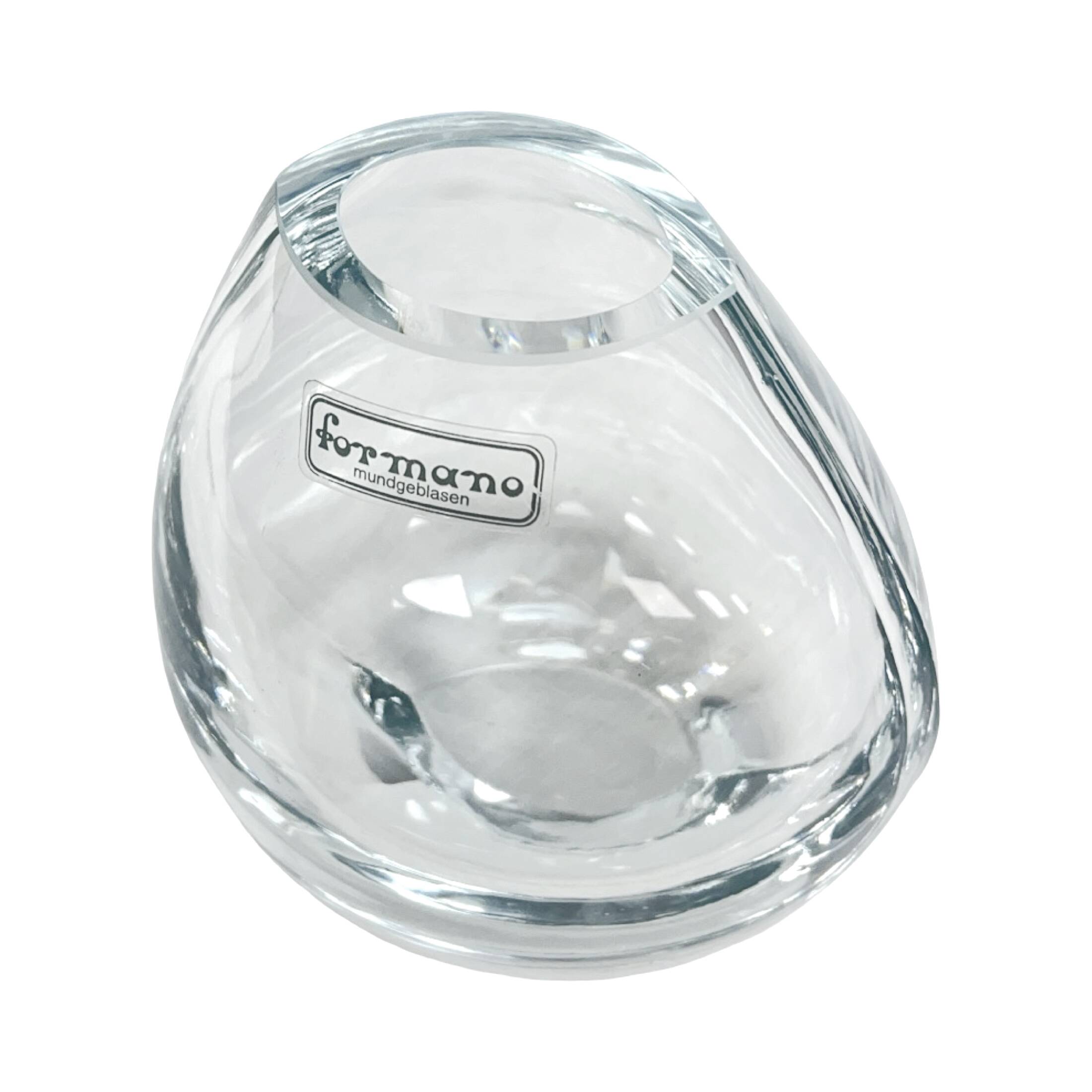 Hand-formed glass vase, minimalist design, Formano Germany, 1980s.