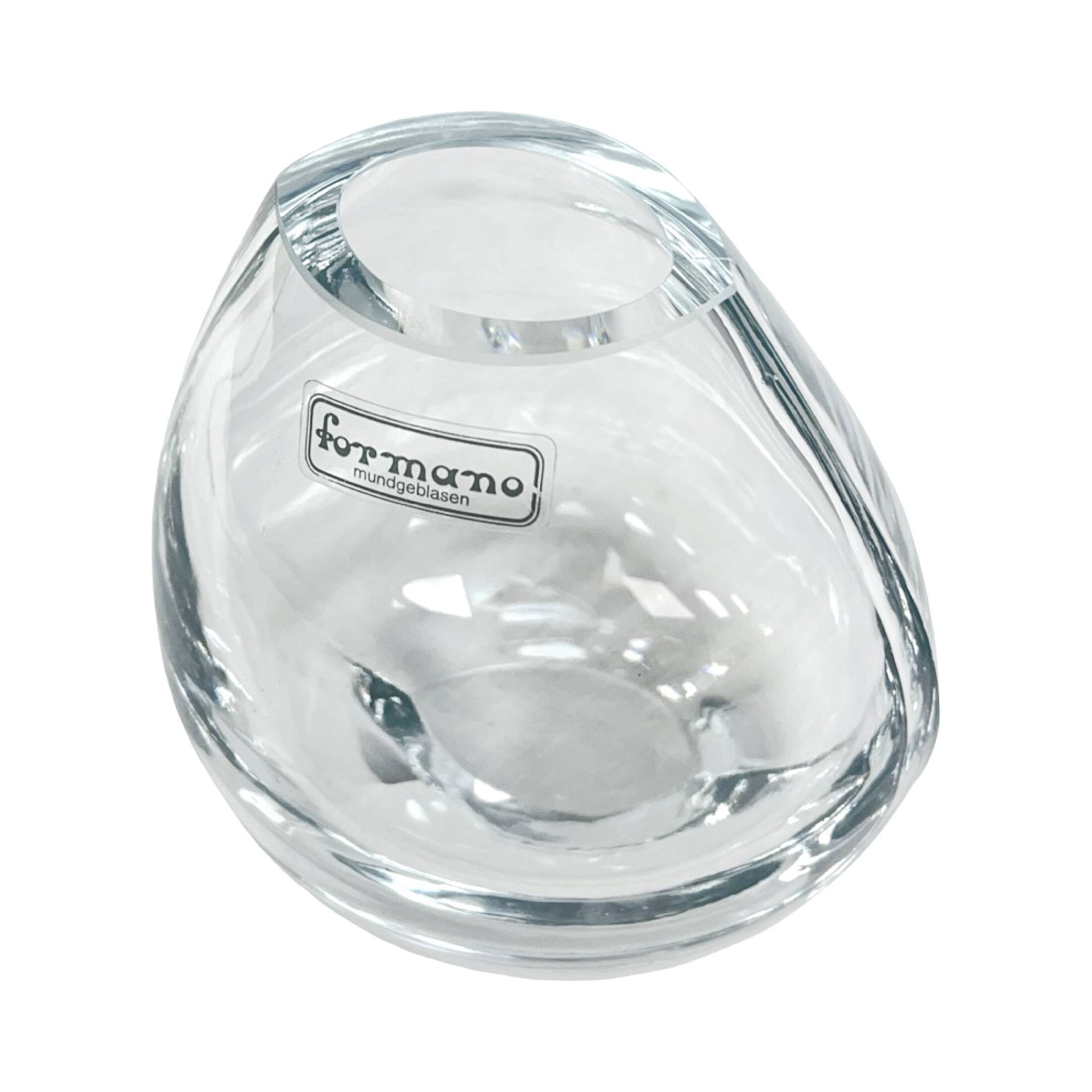 Vase en verre soufflé à la main, design minimaliste, Formano Allemagne, années 1980.