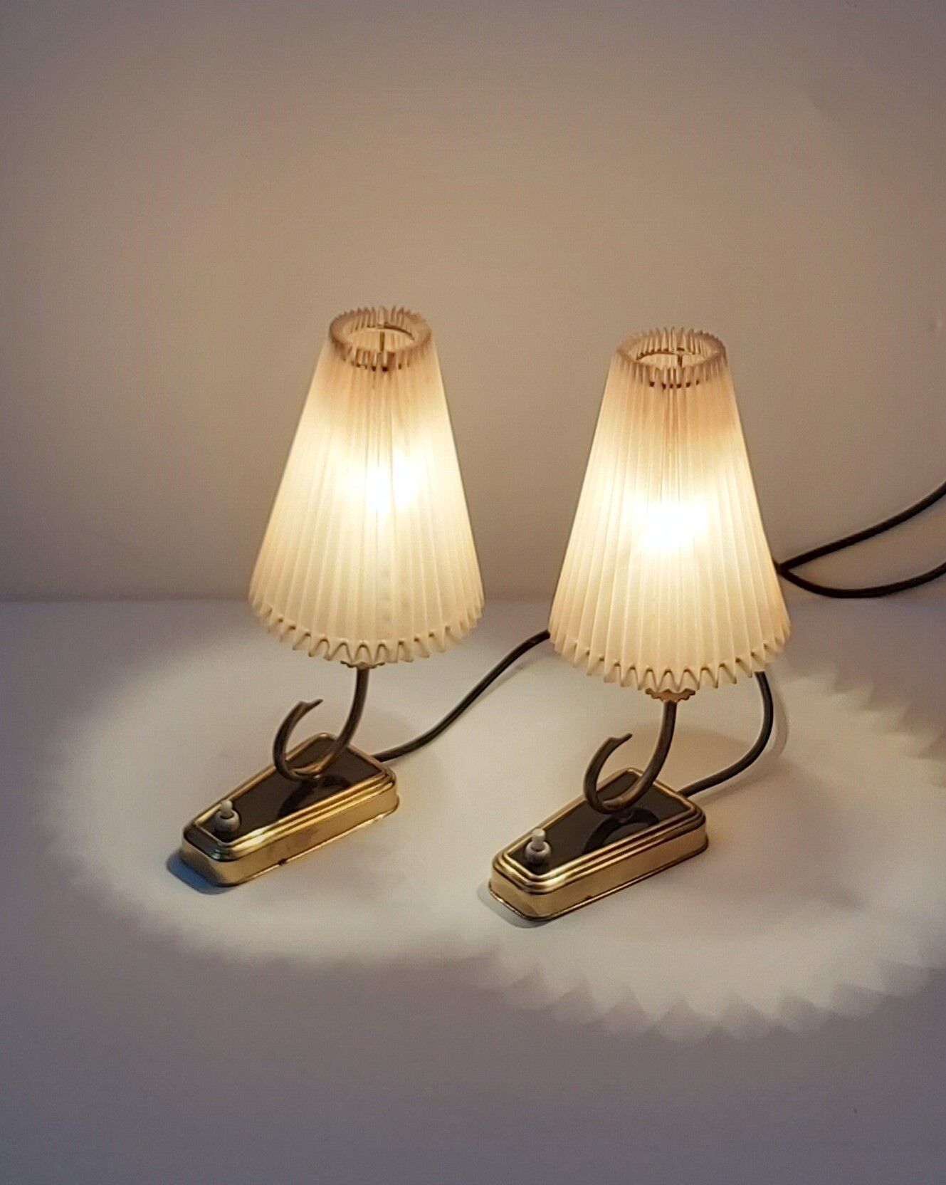 Pair of bedroom lamps, Germany, 1950s