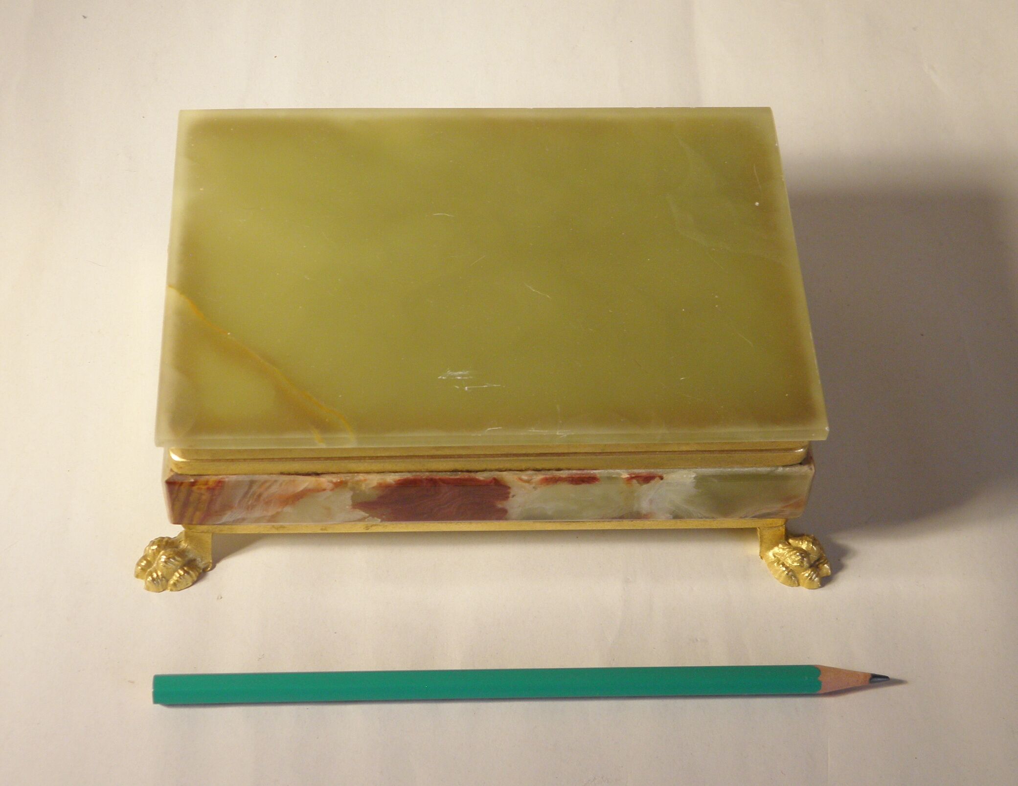 Onyx and gold metal box