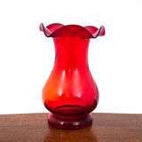 Red Silesia Rustica vase, designed by L. Fiedorowicz, HSG Ząbkowice, 1960s