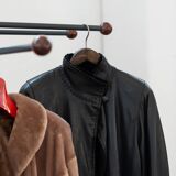 Wooden and brass coat rack, set of 4, 1970s