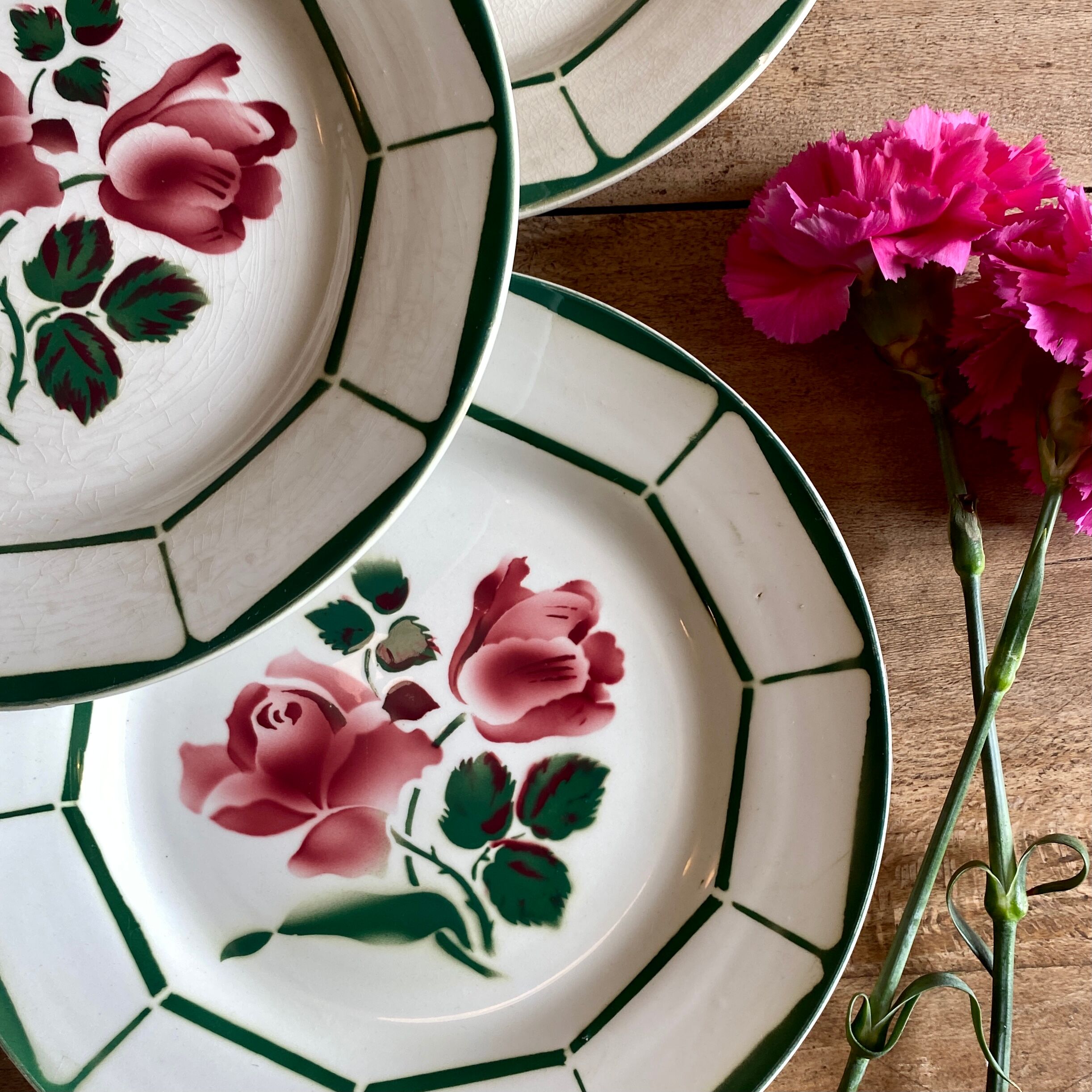 Set of 5 plates flat vintage model monique de digoin sarreguemines