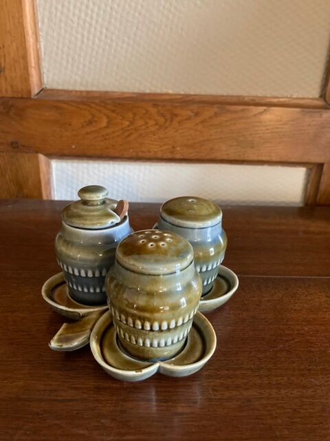 Vintage sandstone salt and pepper shaker