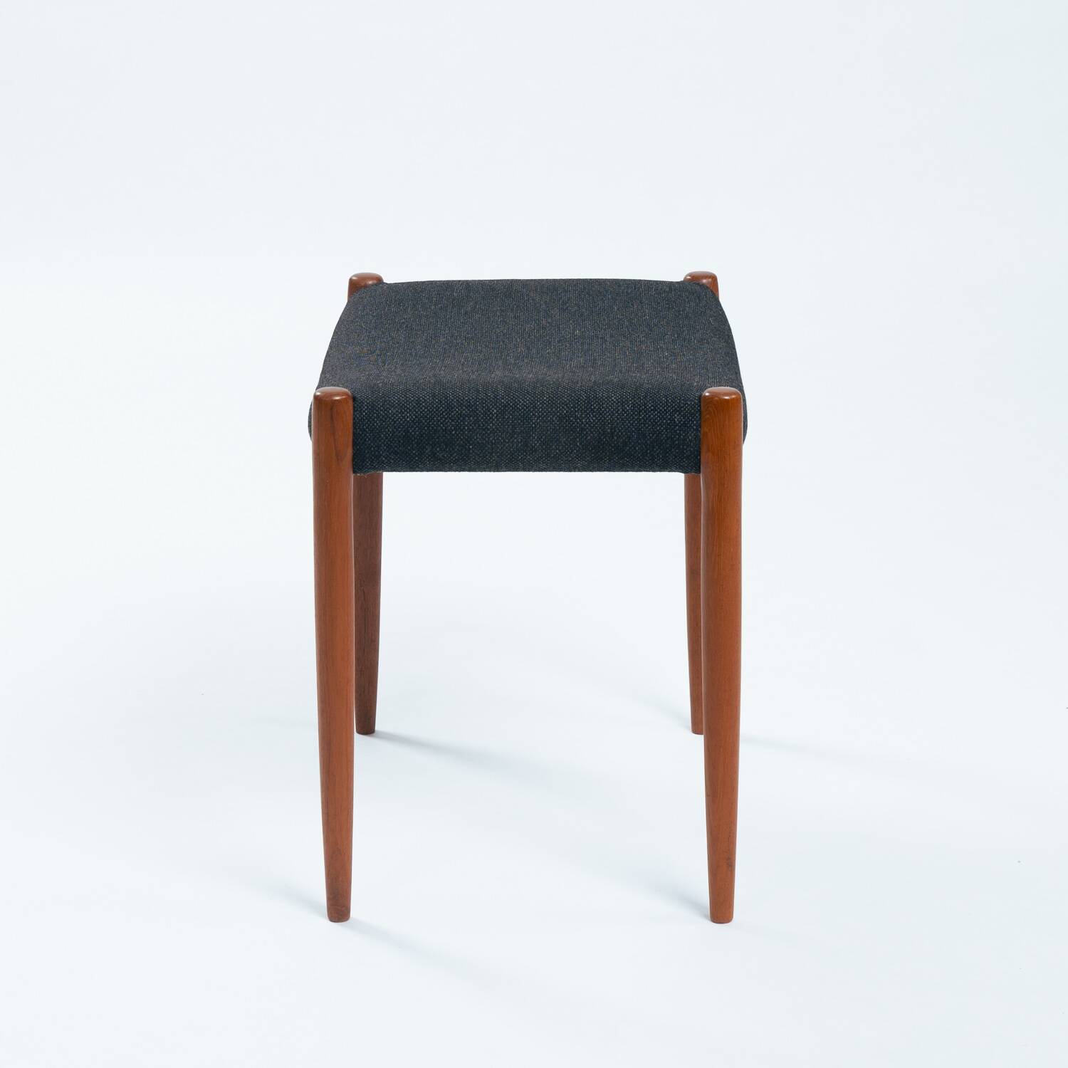 Niel O Moller teak stool 80a with black wool fabric, Denmark, 1960s
