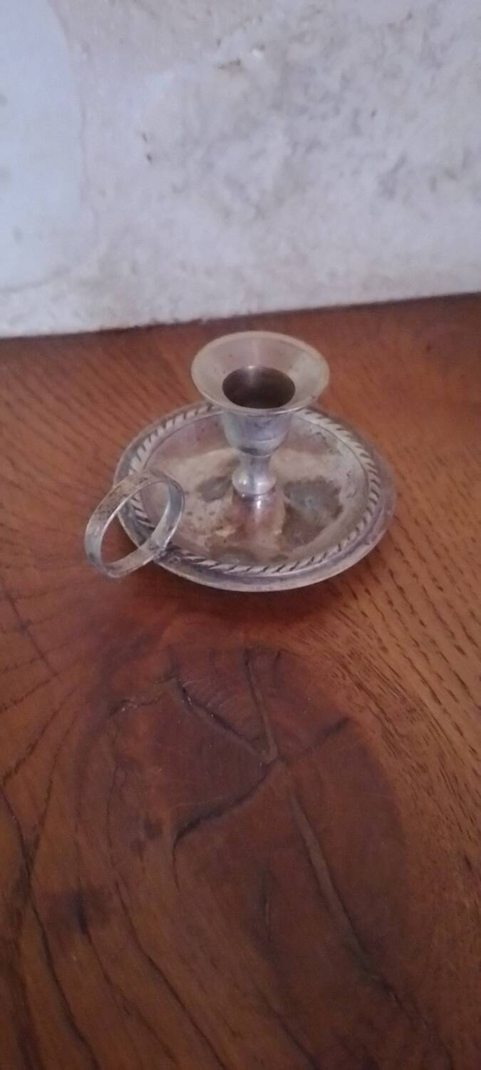 Mini silver metal candle holder