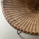 Italian sunflowers armchair in rattan and black metal, 1950s design.