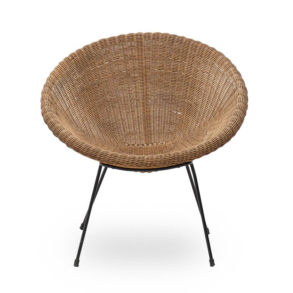Woven rattan armchair, 1950s