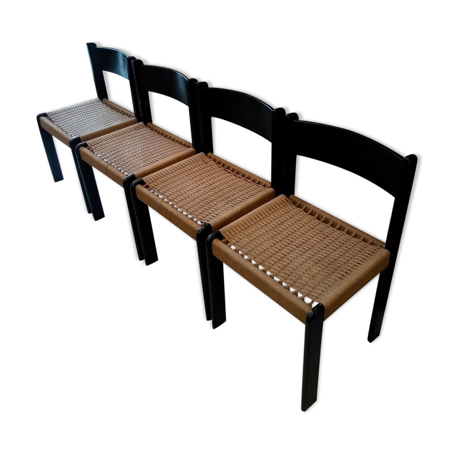 Set of 4 Scandinavian rope chairs