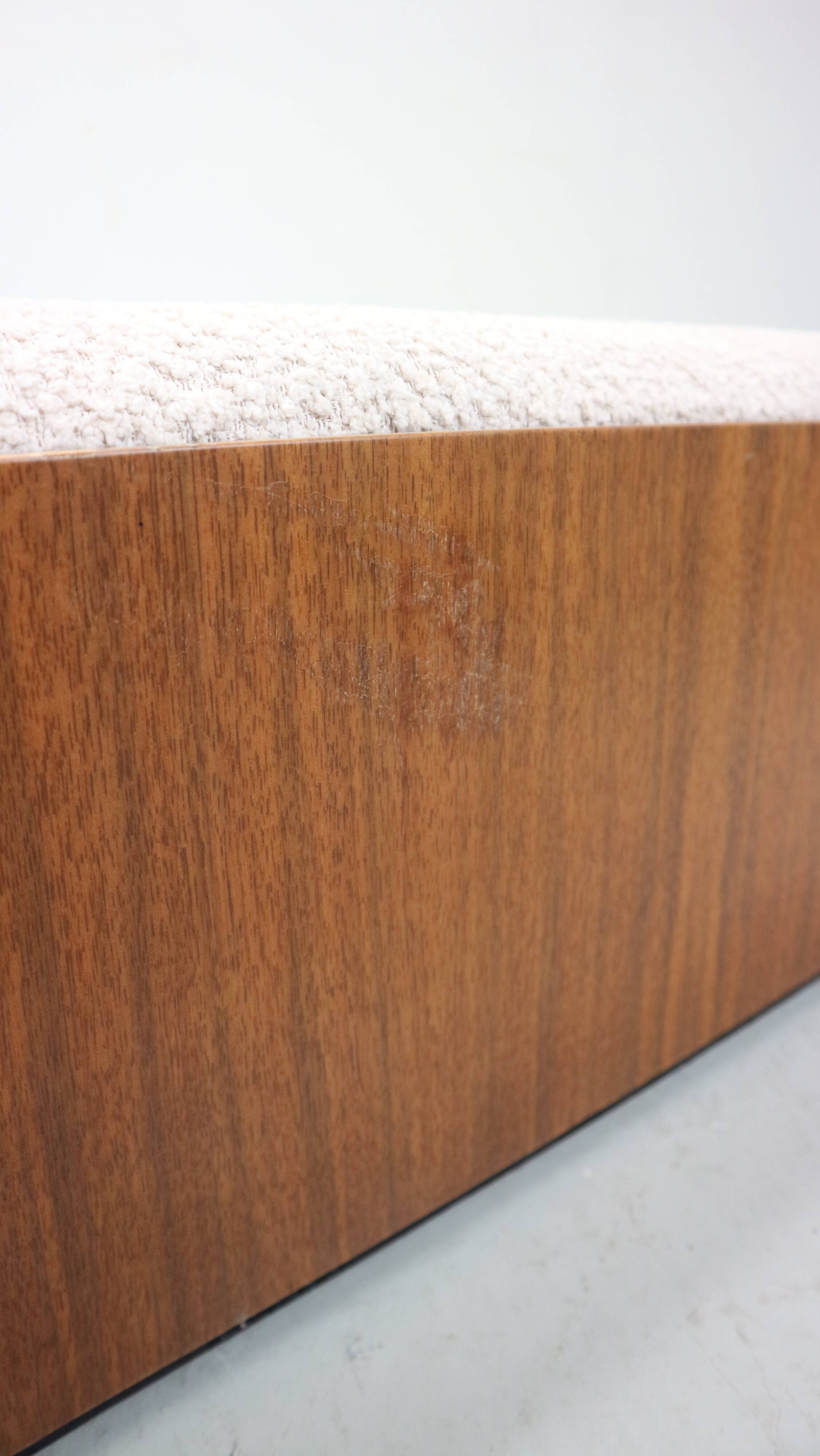 Vintage triangular plywood with boucle-fabric sit element / Ottoman, 1970s