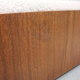 Vintage triangular plywood with boucle-fabric sit element / Ottoman, 1970s