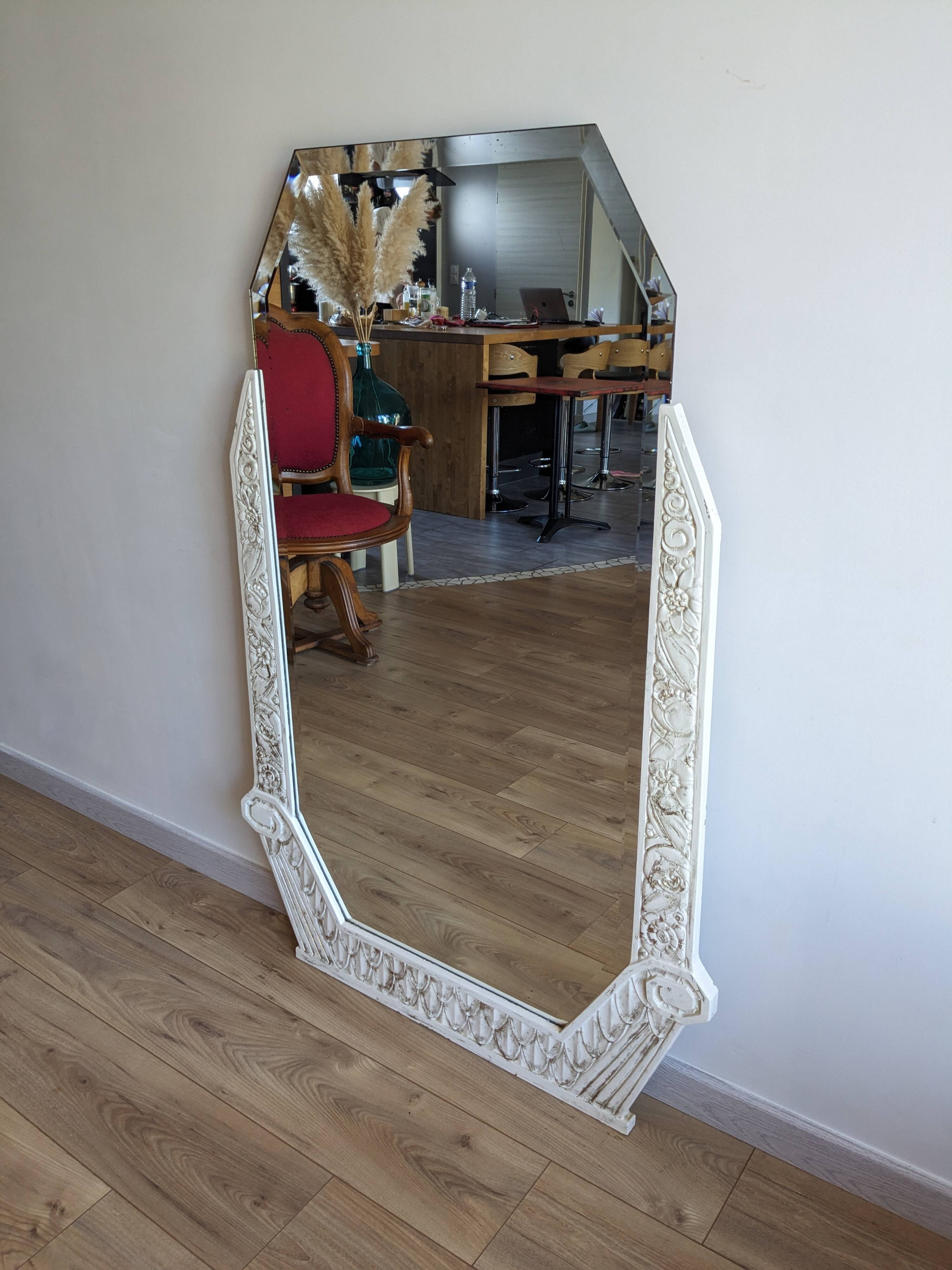Hexagonal art deco mirror 131 x 88 cm