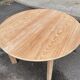 Scandinavian round extendable dining table stripped in raw oak 1980