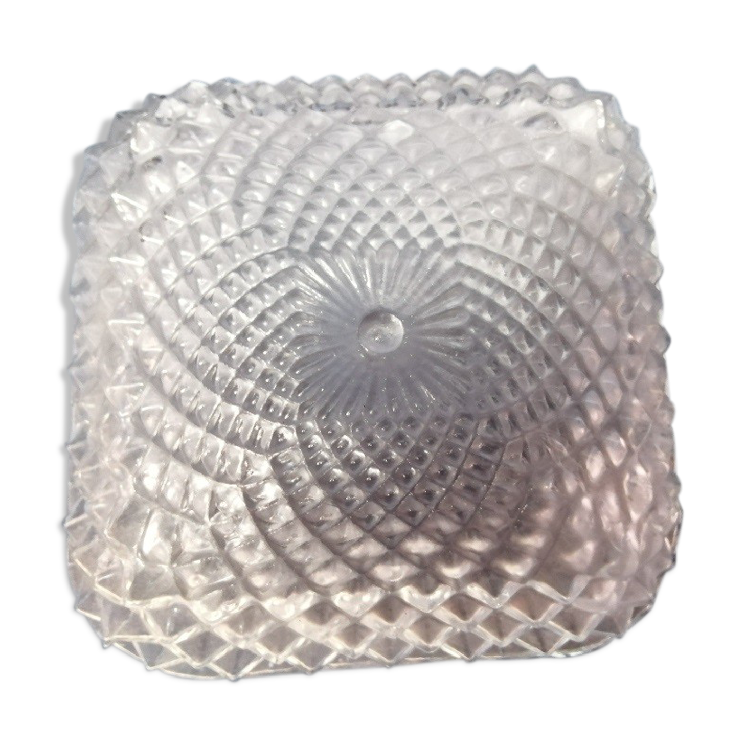 Globe square molded glass 18 cm old vintage