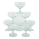 Lot de 8 coupes à champagne gravées, motifs fleurs, 1960