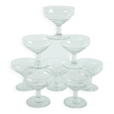 Lot de 8 coupes à champagne gravées, motifs fleurs, 1960