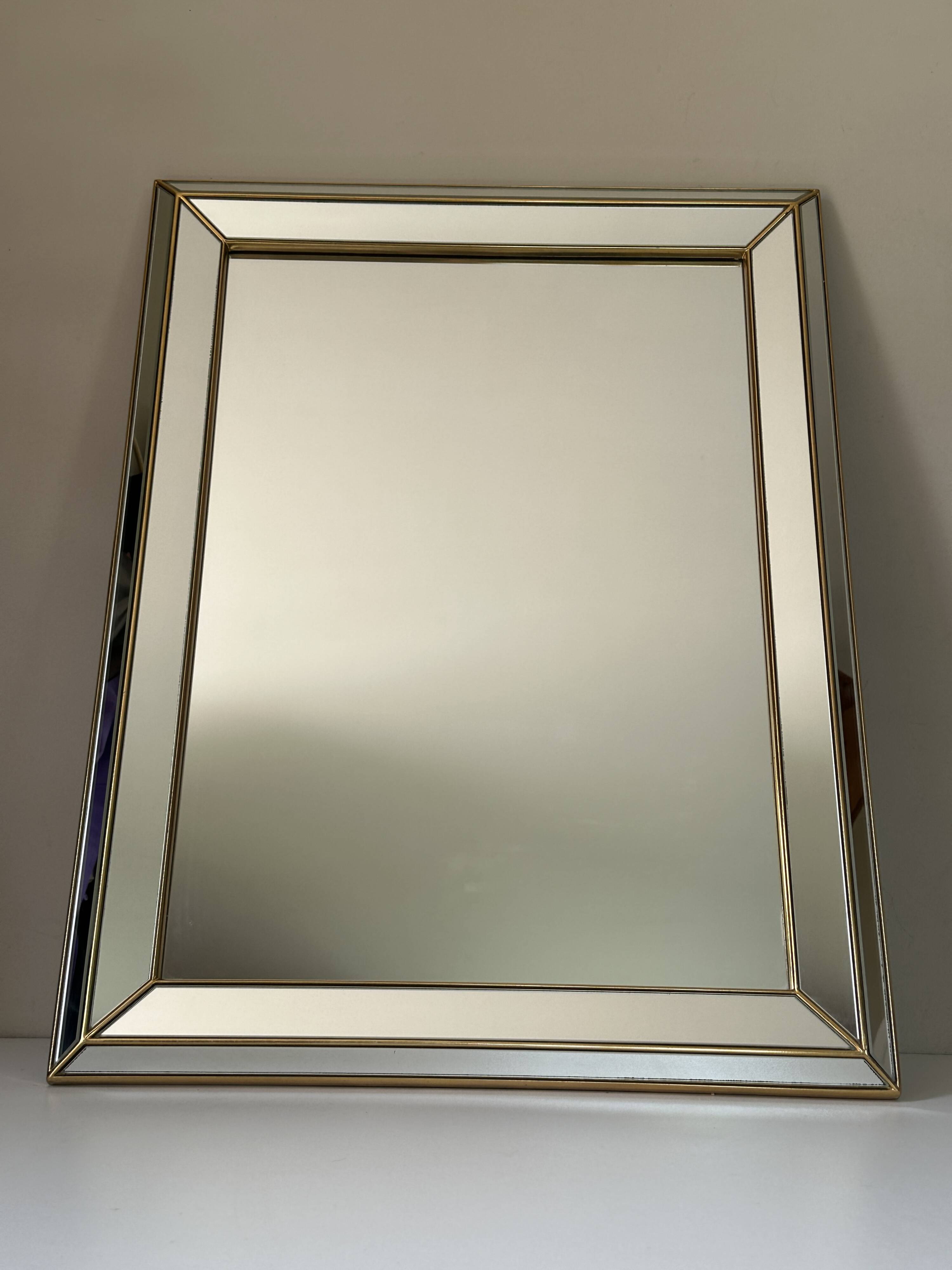 Mirror with glazing beads, Deknudt design, Belgium, 1970s