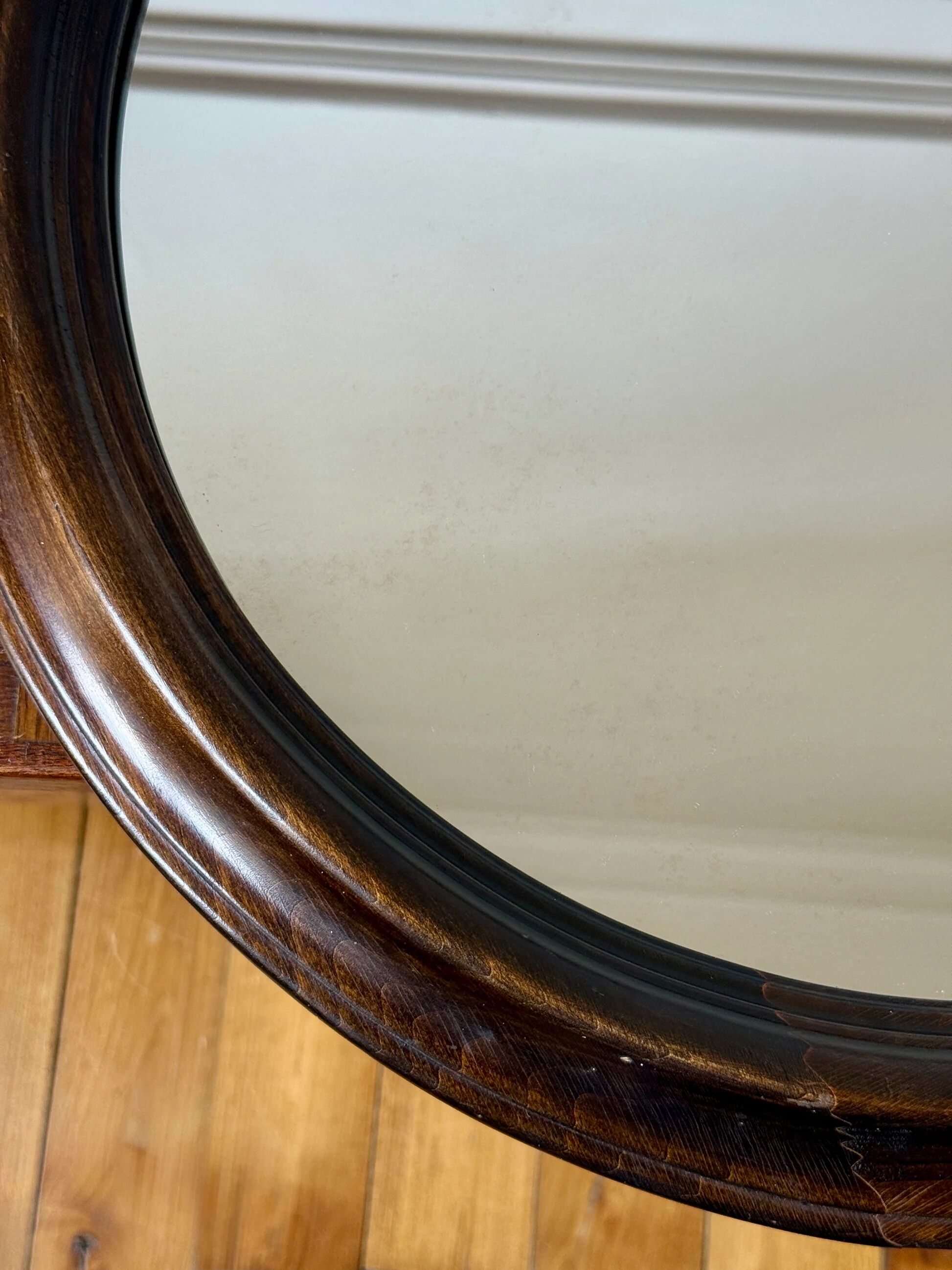Minimalist round wooden mirror