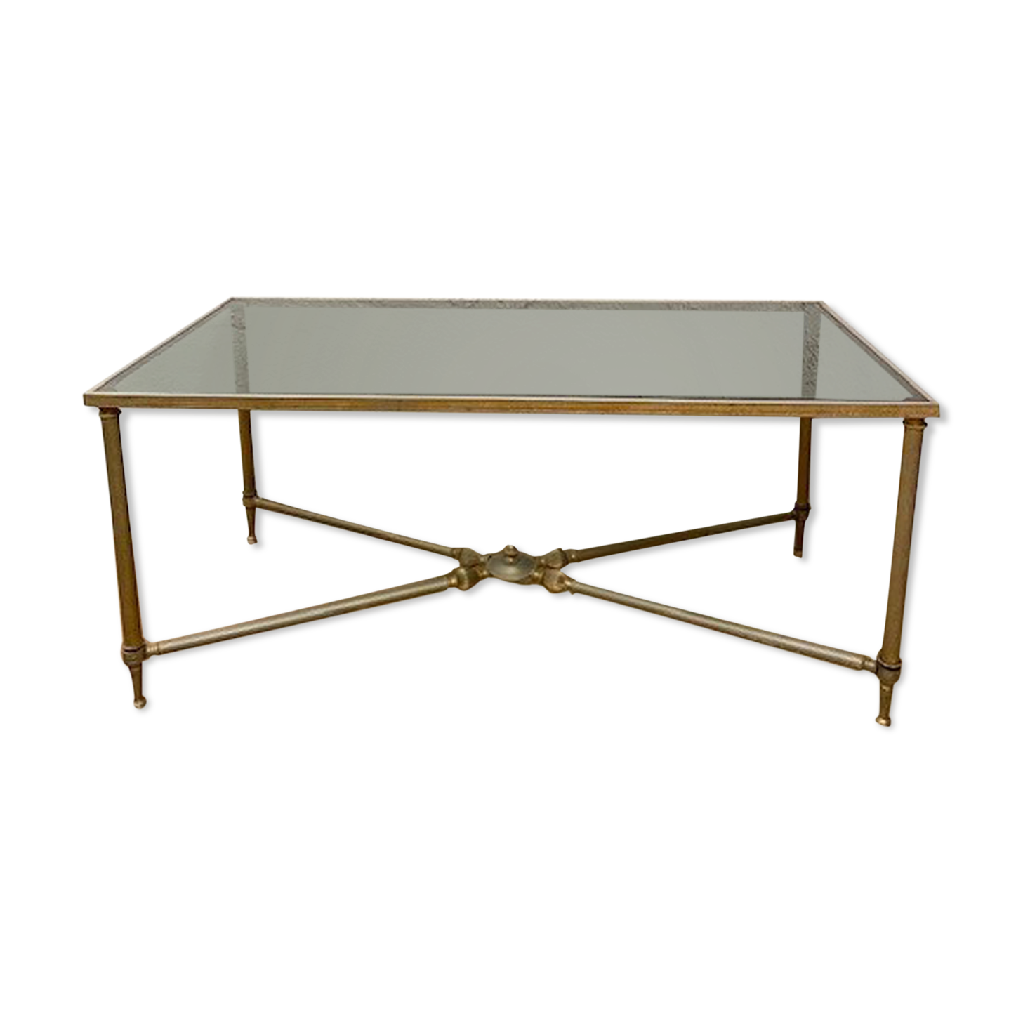 Glass and brass coffee table