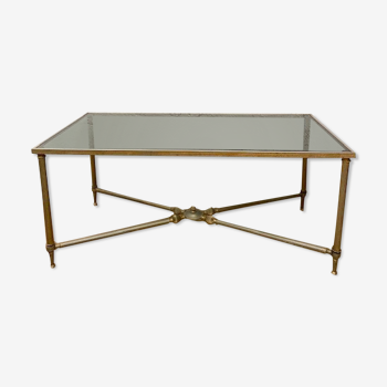 Table basse en verre et laiton