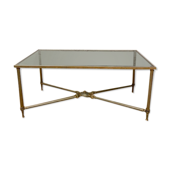 Glass and brass coffee table