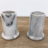 Marble pepper salt shaker duo