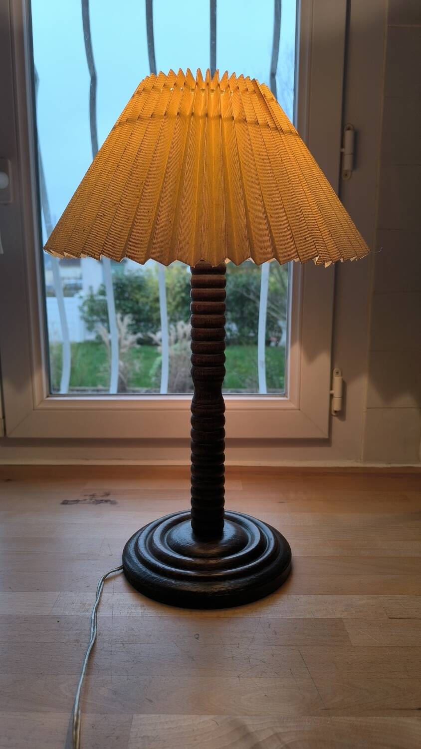 1950s turned wooden lamp