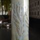 Signed chiseled and glazed stoneware roller/tube vase