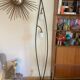 Floor lamp 50s in brass metal and opaline
