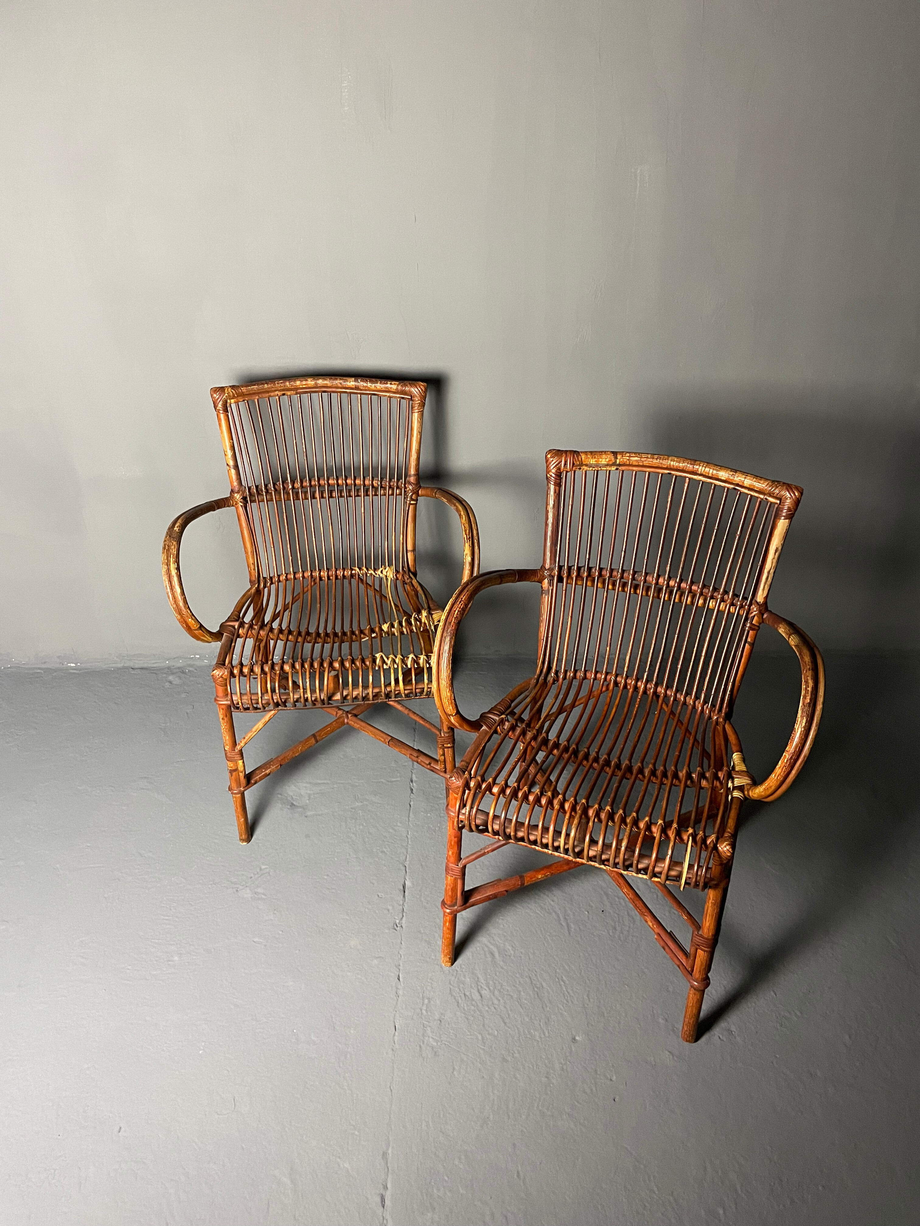 Paire de fauteuils en rotin 1930