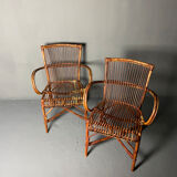 Pair of rattan armchairs 1930
