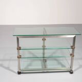 Table d'appoint, console sur roulettes Peter Ghyzcy, années 1970