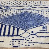 Vintage Azilal rug 264x150 cm - Blue geometric patterns