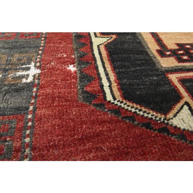 Red Vintage Turkish Oushak Handmade Woven Runner Rug 95x195