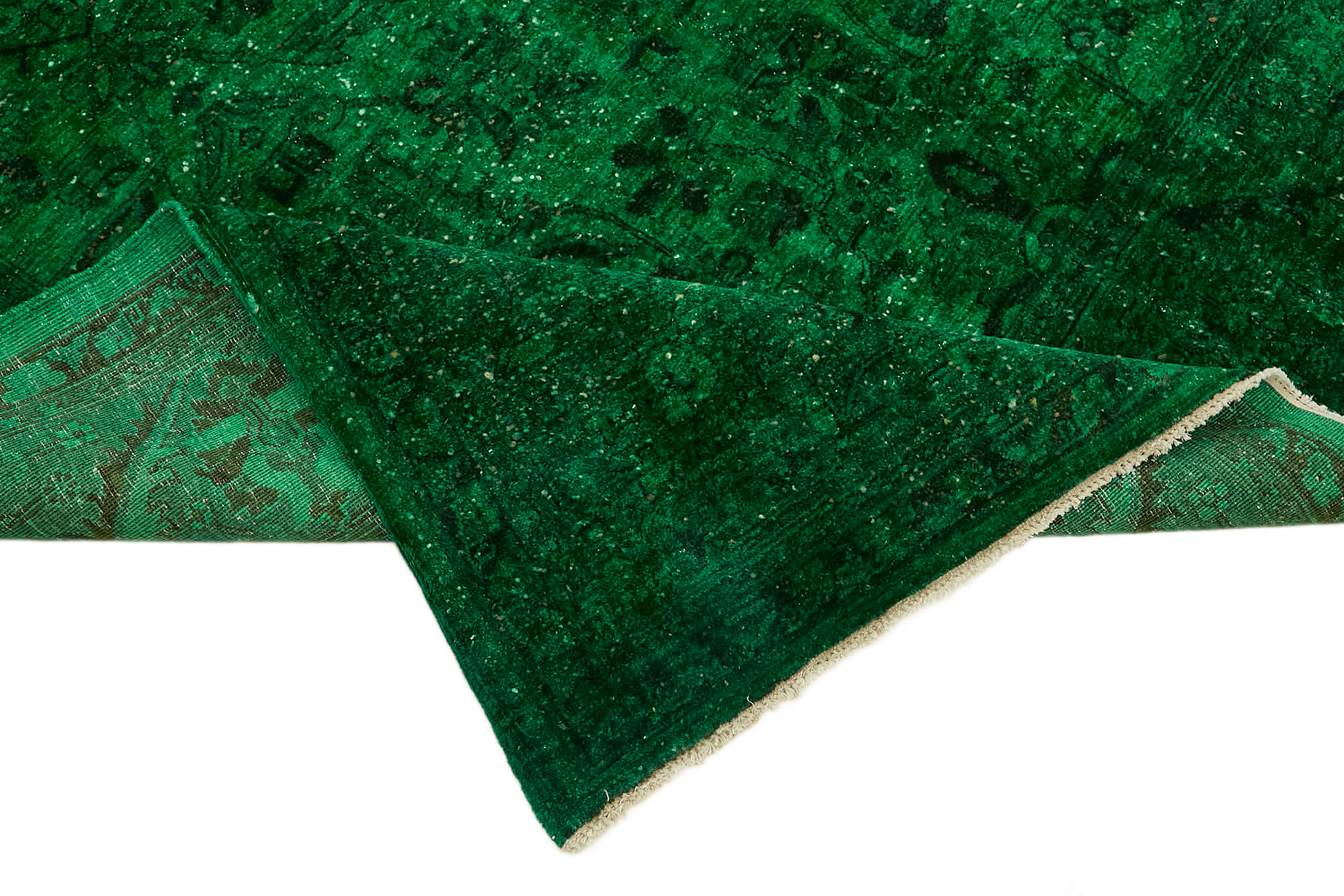 Hand-knotted persian rug 1970s 192 cm x 262 cm green wool carpet